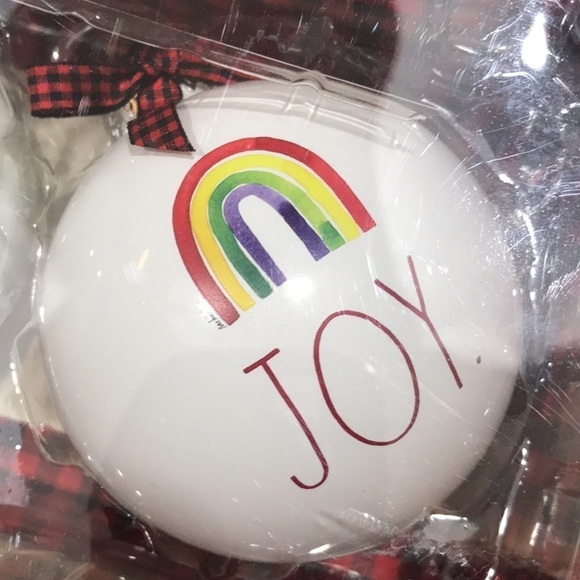 Rae Dunn Set of 3 Ornaments PEACE LOVE JOY - Heart Rainbow Christmas Pride - Picture 4 of 9